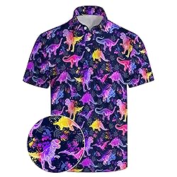 Xdceu Men's Dinosaur Golf Polo Shirt Dinosaur Golf