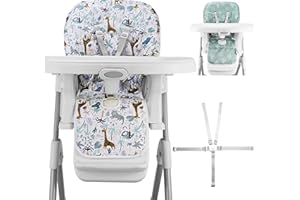 Lunobubo Baby High Chair Cover 2-in-1 Reversible, Includes 5-Point Harness Strap, Waterproof & Soft Dual-Side High Chair Pad Cushion, Machine Washable, Extra Thick Highchair Protector - Green