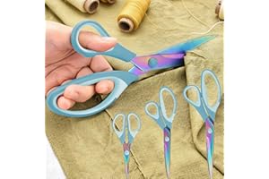3 PCS Scissors All Purpose, Stainless Steel Multipurpose Scissors Set with Ultra Sharp and Comfort Grip Handles, Blue