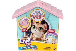 Little Live Pets My Kitty's Home Mini Playset, Mystery Kitty Plush Reveal, Build and Decorate Toy Pet Carrier, Repeat Play, Cat House Toys for Kids 5+