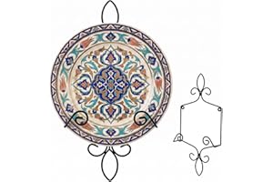 MyGift 9–13 Inch Wall Plate Hanger, Decorative Metal Scrollwork Plate Holder for Display, Wall Mounted Vertical Black Wire Pl