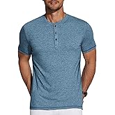 COOFANDY Men's Henley Shirts Short Sleeve Casual Basic Tee Summer Button Henley Soild T Shirts
