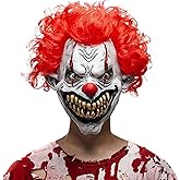 Spooktacular Creations Halloween Scary Clown Mask, Horror Face Creepy Zombie Latex Mask, Monster Masks Killer Evil Cosplay Costume Accessories for Adults Men Halloween Party Dress Up Prop