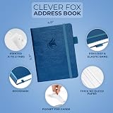 Clever Fox Address Book with Alphabetical Tabs PU Leather Mystic Blue 10.5x14cm view 2