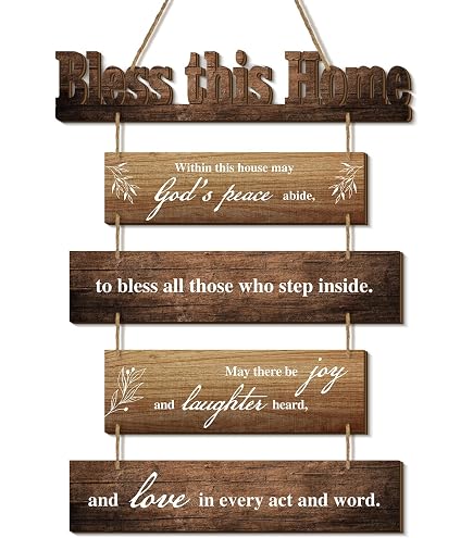 ONIZHITY 3-Piece Rustic Brown Wooden Bathroom Signs - 12x4 Inch, Farmhouse Decor With Inspirational Quotes