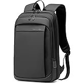 FENRUIEN Tech Backpack for Men, Expandable Backpack with USB C Charging Port, Water Resistant 17.3 Laptop Backpack, Black