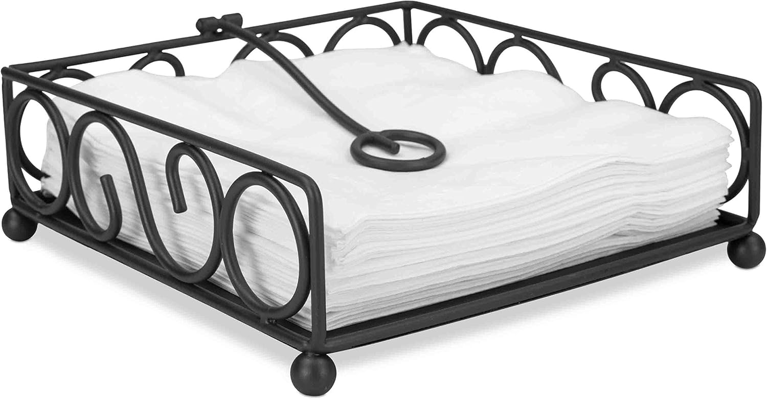 Home Basics Scroll Collection Bronze Coated Steel Flat Napkin Holder