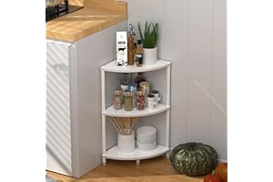 Greatseas 3 Tier Corner Shelf Stand, 23.2" Kitchen Shelf Organizer with Metal Frame, Small Corner Shelf for Kitchen Organization & Storage, Marble White Corner Shelf for Kitchen Decor Accessories