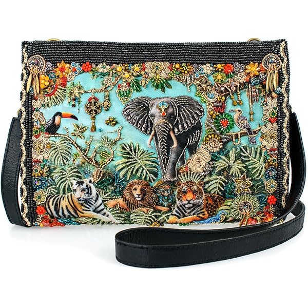 Mary Frances Wild Beaded Crossbody Handbag Animal Embroidery and Luxe Leather Accents, Multicolor : Clothing, Shoes & Jewelry