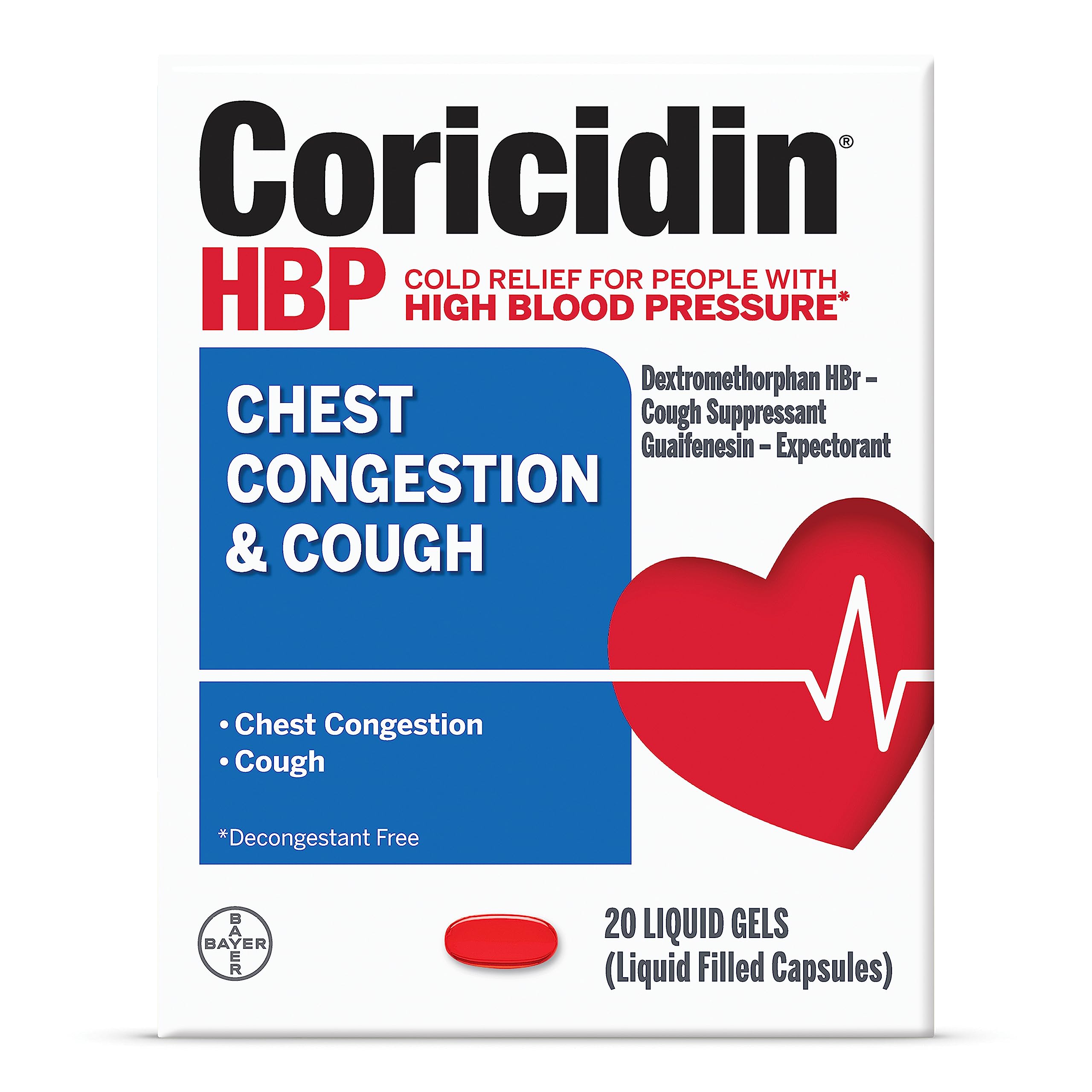 Coricidin HBP Chest Congestion & Cough Liqui-Gels 20 ea, Pack of 10