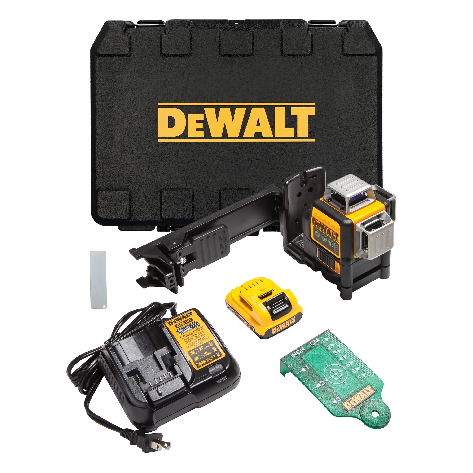 Photo 1 of DEWALT Laser Level 360 Self Leveling, 3 Way Green Laser Leveler Tool 12V MAX with 2.0Ah Battery, Charger and Durable Carrying Case, 100 Ft, Tripod Compatible (DW089LG)