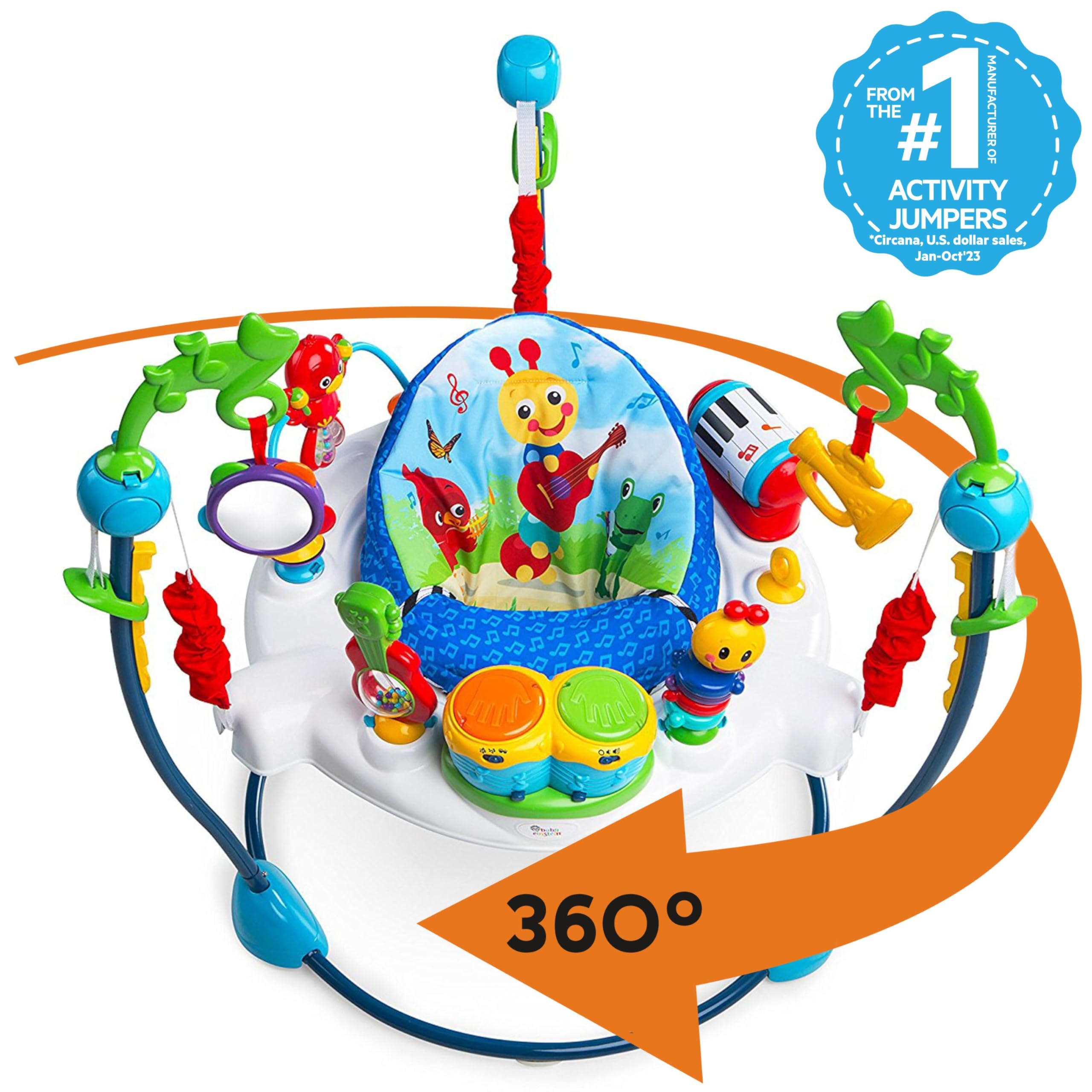 Baby Einstein Neighborhood Symphony Activity Baby Jumper Activity Center, Infant Entertainer with Lights and Melodies, Age 6 Months +, Max Weight 25 lbs., Unisex