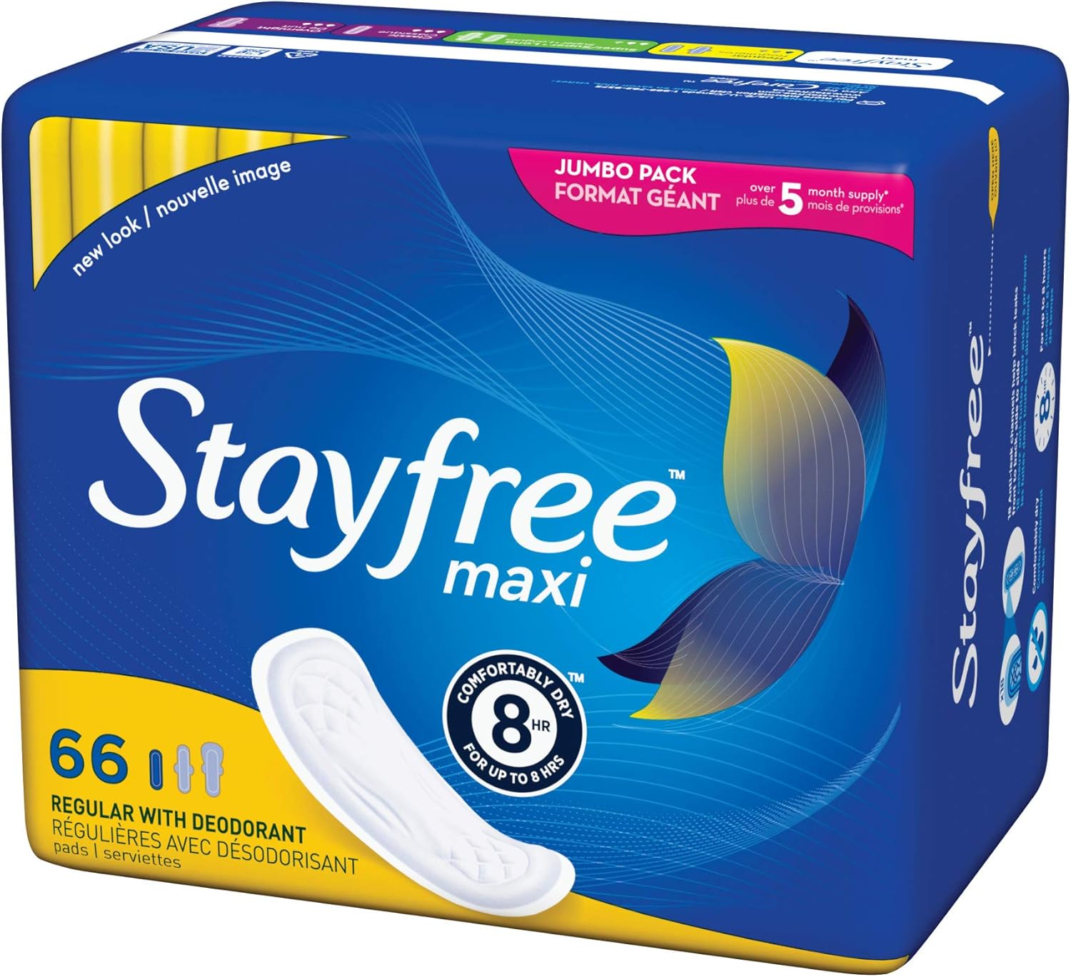 Stayfree Maxi Regular Pads For Women, Wingless, Reliable Protection and Absorbency of Feminine Periods, Scented, 66 count: Health & Personal Care