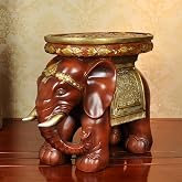 Callistro Nordic Elephant Stool 17&rdquo;L Resin Feng Shui Side Table Decor Gift | Nordic Style Resin Elephant Sculpture Stool , Indoor Outdoor, Seat Side Table Plant Stand Statue, Feng Shui Housewarming Gift