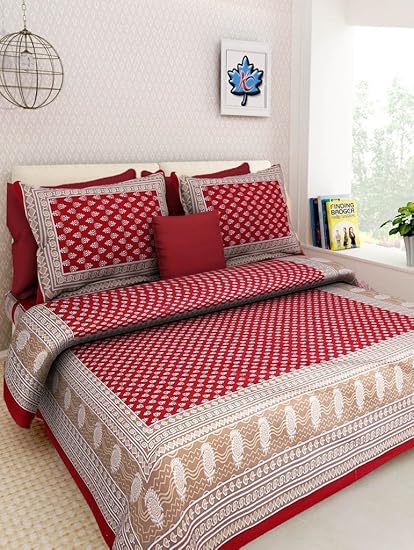 Jaipur Prints 100% Cotton Rajasthani Tradition King Size Double Bedsheet With 2 Pillow Cover
