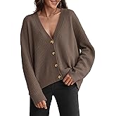ATHMILE Oversized Cardigan Sweaters for Women Lightweight Button V-Neck Casual Open Front Knit Fall Outfits 2026