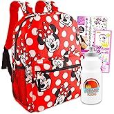 Disney Minnie Mouse Large Travel Backpack For Girls Set - Bundle with 16” Polka Dot Minnie Travel Backpack, Minnie Tattoos & More | Minnie Mouse School Supplies