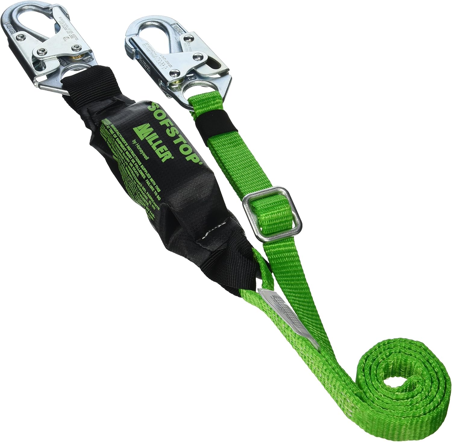 Miller by Honeywell 910TWLS/6FTGK 6-Feet HP Adjustable Web Lanyard with SofStop Shock Absorber and Two Locking Snap Hooks