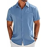 COOFANDY Men's Casual Button Down Shirts Short Sleeve Beach Summer Shirt Vacation Wedding Shirts with Pocket