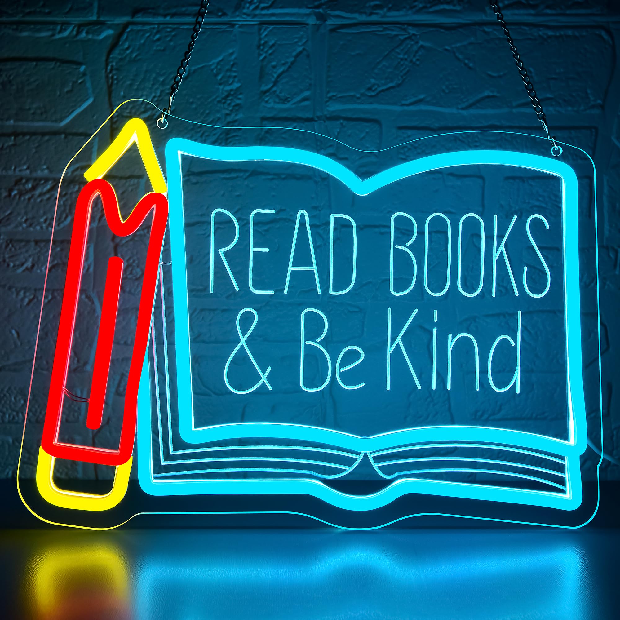 Photo 1 of ***NOT IN ORIGINAL PACKAGE***Read Books Be Kind Neon Sign for Wall Decor Dimmable Read Books Neon Light for Classroom LED USB Classroom Sign for Bookstore Library Museum Study Room Christmas Birthday Gift Size13.7*10In(WZCP018)