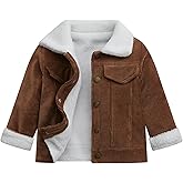 Fvzbovte Toddler Baby Boys' Corduroy Jacket Sherpa Lined Lapel Baby jacket Warm and Thick Infant Coat Long