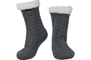 BenSorts Women Winter Thick Slipper Socks with Grippers Non Slip Warm Fuzzy Socks Christmas Gifts