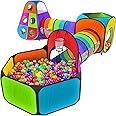 Playz 5pc Kids' Play Tents & Tunnels - Ball Pit for Toddlers, Basketball Hoop, Crawling Tubes, Pop-Up Playhouses, Baby Obstacle Course for Indoor or Outdoor Use