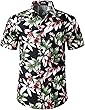 JOGAL Men's Flower Casual Button Down Short Sleeve Hawaiian Shirt