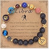 Bolinailo Zodiac Beaded Bracelets for Women, 12 Constellations Crystal Stone Bracelet for Birthday Zodiac Gifts, 18k Gold Constellation Charm Bracelet Jewellery