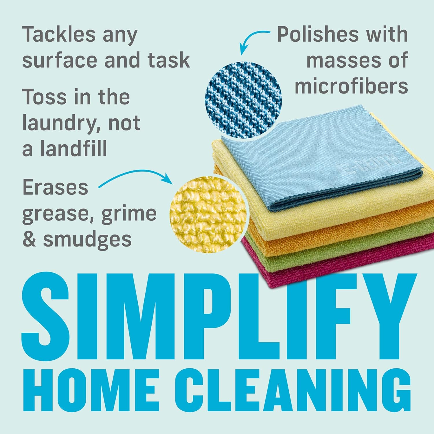 E-Cloth Starter Cleaning Pack, Microfiber, Assorted Colours, 5 Cloth Set, 1 Pack: Home & Kitchen