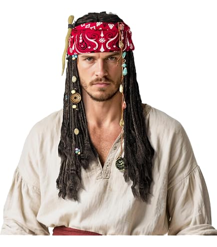 Amazon.com: Oiziuzio Halloween Pirate Costume Wigs Set Women  display picture 2