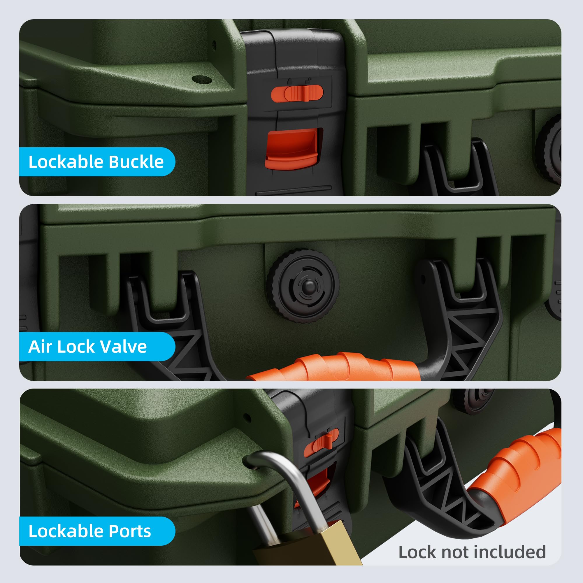 EAZUSE Starlink Mini Case, Hard Waterproof Travel Case for Mini Starlink with Molded Foam for Accessories, Lockable Storage Bag Green