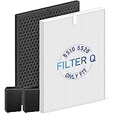 5510 5520 Filter Q For Winix 5510 5520 Air Purifier Filter Replacement 1712-0123-00 For Large Room 1882 Ft²/Hr, 1 Middle Filter & 1 Activated Carbon Filter Captures Pet Dander, Smoke, Dust, Pollen