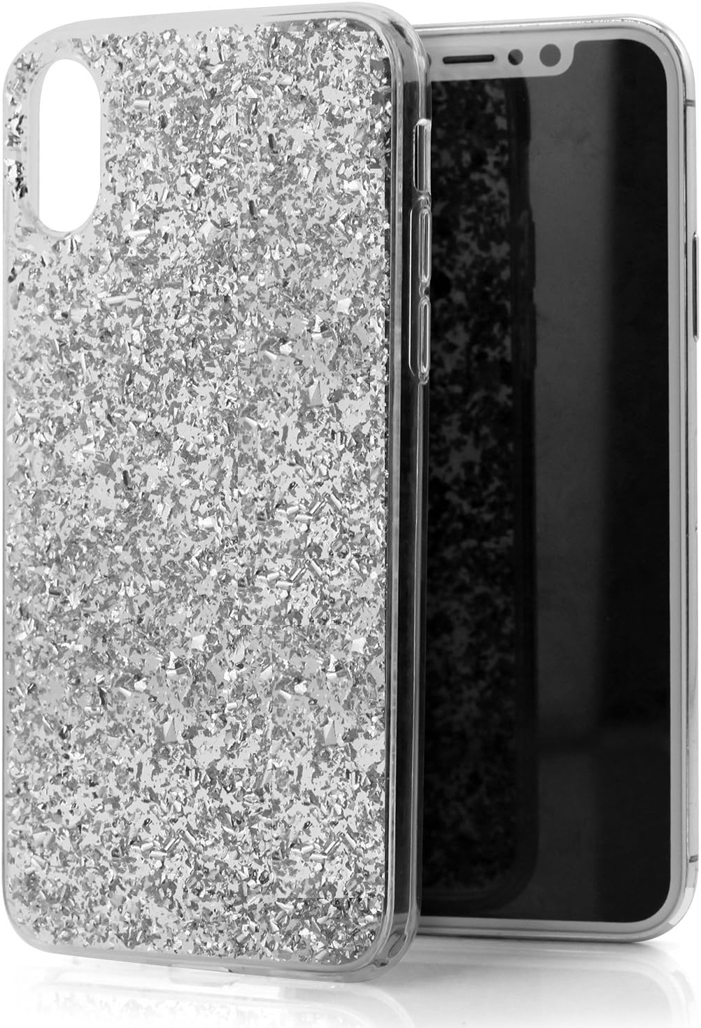 iPhone Xs/X Case, Luvvitt Brilliance Cover with Fashion Glitter Cute Design for Women Girls Teens for Apple iPhone Xs/X (2017-2018) - Silver