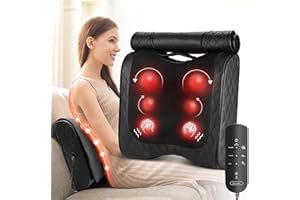 BORIWAT Back Massager with Heat, Percussion & Shiatsu 2-in-1 Massager for Lower Back Pain Relief, 3D Deep Tissue Kneading Massage Pillow for Back, Waist, Leg, Foot Relax, Gifts for Women Men