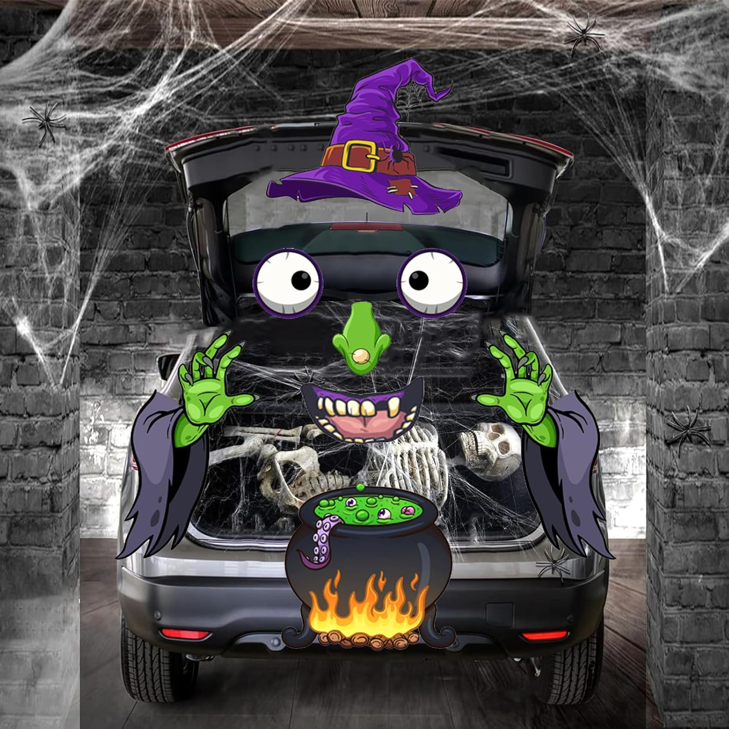 Garage Door Decorations - YNOUU Halloween Decorations car Trunk,Nostrils & Teeth Included Double Side Adhesive Tapes Decoration Props Supplies