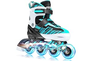 ECOO Adjustable Inline Skates Boys and Girls with Light up Wheels，Roller Skates for Kids Ages 4-12, Teen Skates for Beginner Outdoor and Indoor