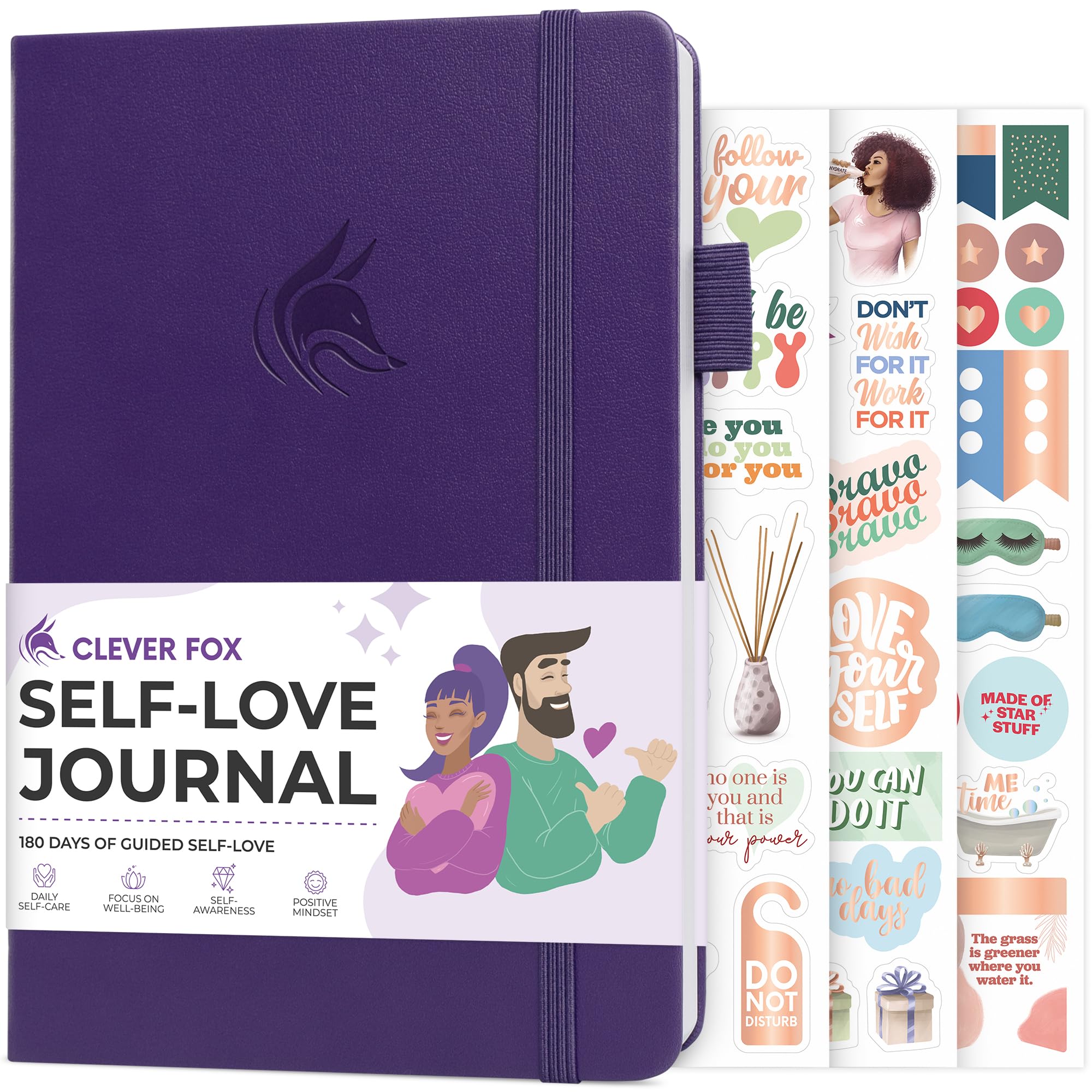 Clever Fox Self-love Journal – Guided Self-Discovery Log for Self-care, Reflection & Self-help, Mental Health, Gratitude & Mindfulness (Purple)