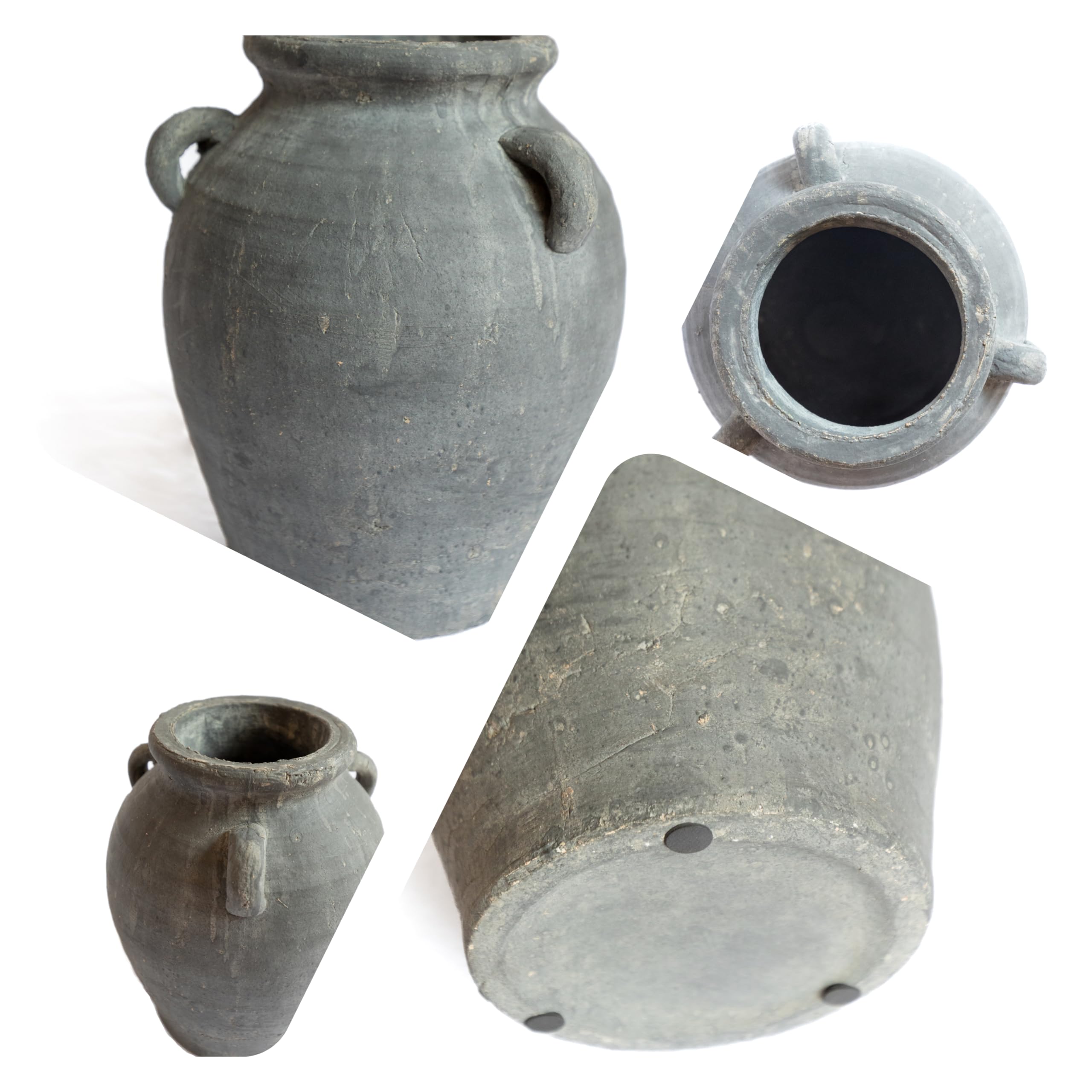 Mulberry Lane Co. Handmade Black Vase - 9.5'' Tall Terracotta Vase, Vintage vase, Black Ceramic vase, Rustic Antique Decor with 3 Ear Design, Wide Mouth, Non-Slip Bottom, Matte Finish for Home Decor - Image 8