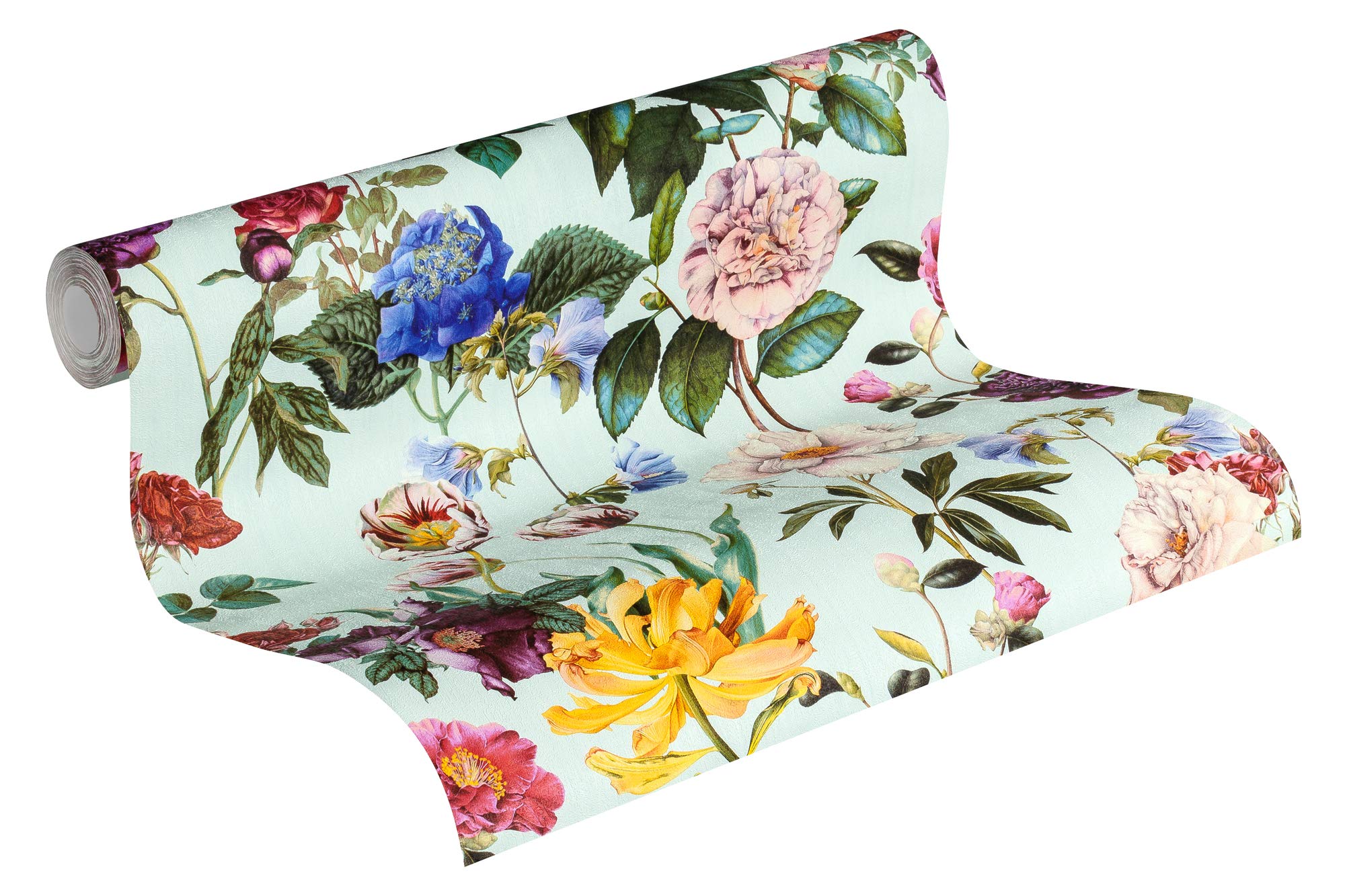 A.S. Création Jette Non-Woven Wallpaper with Flowers Floral 10.05 m x 0.53 m Blue Green red 373362 37336-2