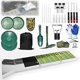 29 Pcs Complete Gold Panning Kit with 50-inch Folding Sluice Box | Portable Complete Gold Mining Tools Includes Gold Pan, Classifier, Magnet and Backpack for Outdoor Prospecting, River Panning
