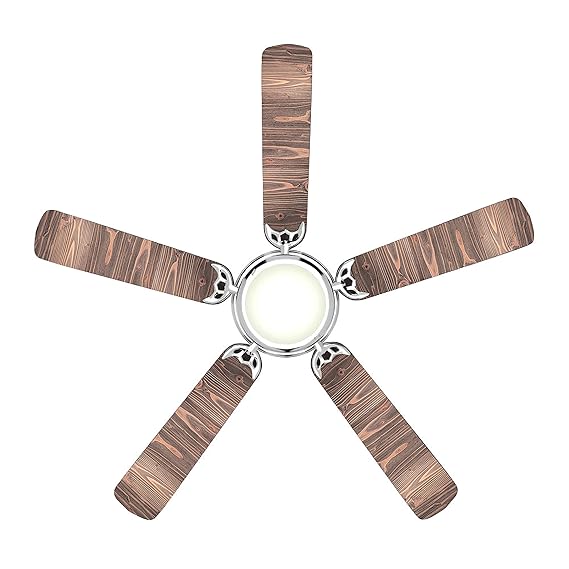 woopme Wooden Design Wrap Ceiling Or Roof Fan Blade Stickers for Living Kids Couple Bedroom Home