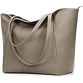 KALIDI Large Tote Bag Vegan Leather Casual Zipper Work Bag Weekender Hobo for Women 23L Oversize Shoulder Travel Purse
