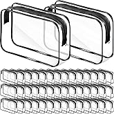 Reginary 36 Pieces Clear Makeup Bags Bulk Travel Toiletry Bags Transparent Cosmetic Pouches with Zipper Waterproof Portable PVC Plastic Zippered Organizer Cases for Women Men Vacation Travel Bathroom