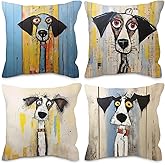 Nvotell Abstract Dogs Pillow Covers 18x18 - Funky Dogs Throw Pillow Cover, Fun Quirky Dog Lovers Gifts Presents for Women Men