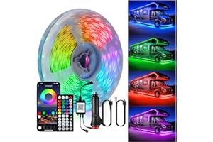 Destlife RV Awning Lights, 20ft 12V LED Light Strip with Remote and App Control, Waterproof RGB RV Exterior Light for Motorhome Camper Travel Trailers Food Trucks, RV Outdoor Lights