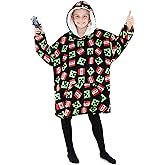 Minecraft Blanket Hoodie for Kids, Teens, One Size Soft Oversized Fleece Poncho, Cozy Hoodie Blanket, Gamer Gifts for Boys