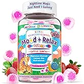 Kids 4+ Magnesium Glycinate + Saffron | Calcium | Zinc, Bedtime Sleep Gummy, Night Mineral + Vitamin Filled Gummies, Melatonin Free | Vitamin D3 K2 | Relax Happy, Bone, Only Need 1 Gummy - Sweet Dream