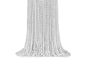 ZYFLSQ 100 Pcs 33" 7mm Metallic Silver Beads Necklaces, Bulk Mardi Gras Beaded Necklaces, Party Beads Costume Necklaces