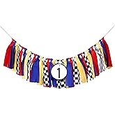 Mcqueen Birthday Party Supplies - Race Car Banner For Photo Booth Props And Backdrop Cake Smash, Best 1st Party Decorations For Kids (1st Race Car Birthday Banner)